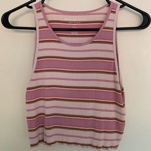 American Eagle Striped High-Neck Crop Tank